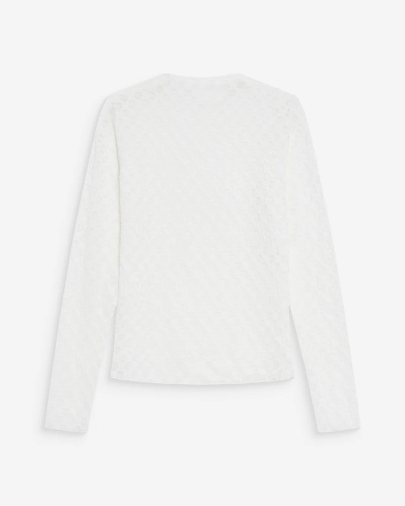 Top en dentelle transparent manches longues ivoire Valmy