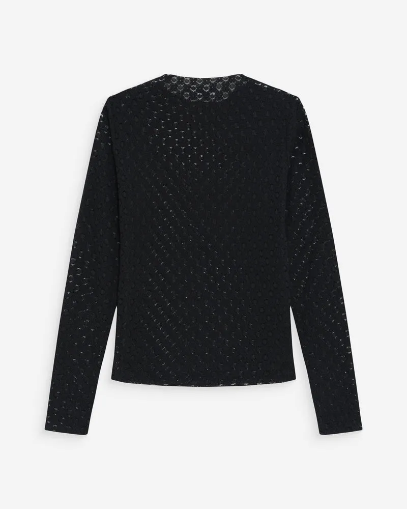 Top en dentelle transparent manches longues noir Valmy