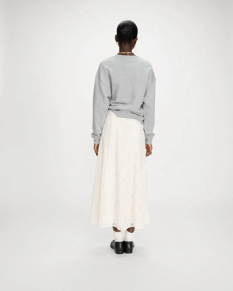Pull oversize en coton à message brodé gris Valino