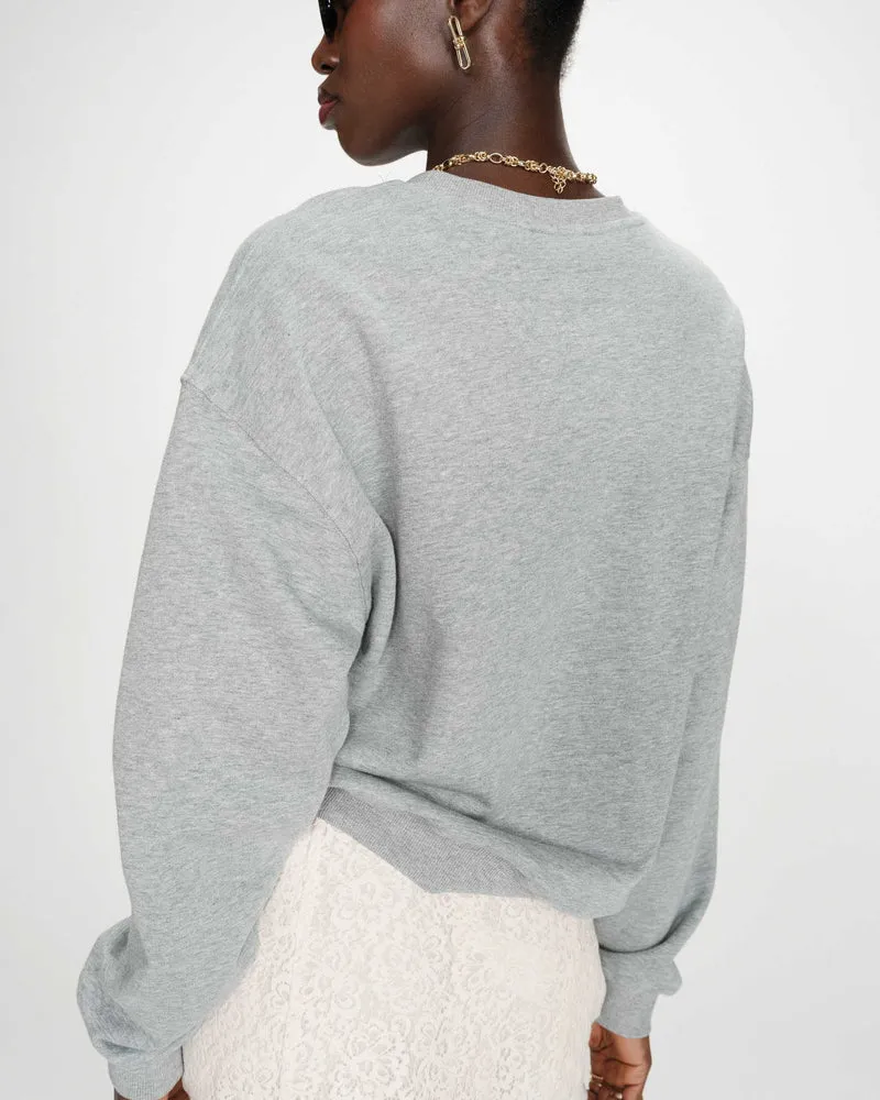 Pull oversize en coton à message brodé gris Valino