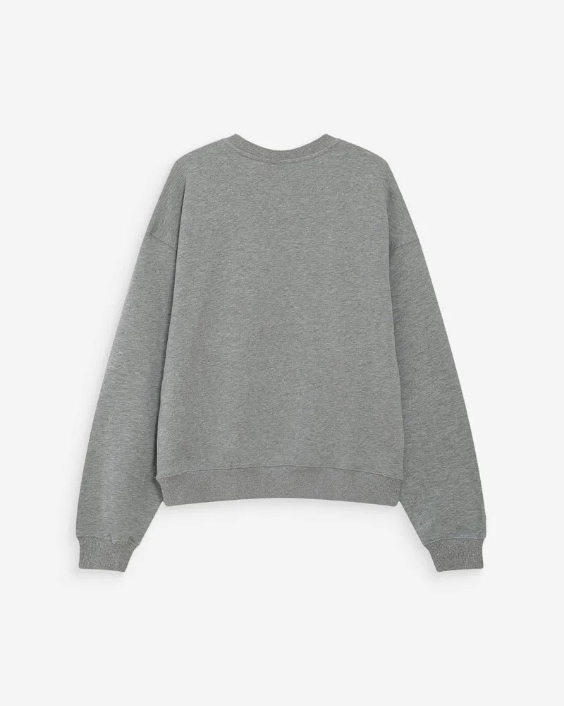 Pull oversize en coton à message brodé gris Valino