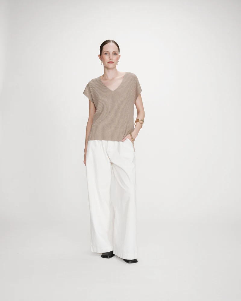 Top large en lurex col V or Vaporo