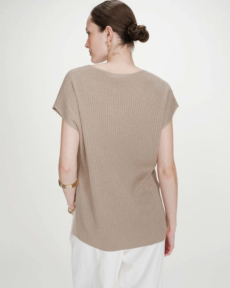 Top large en lurex col V or Vaporo