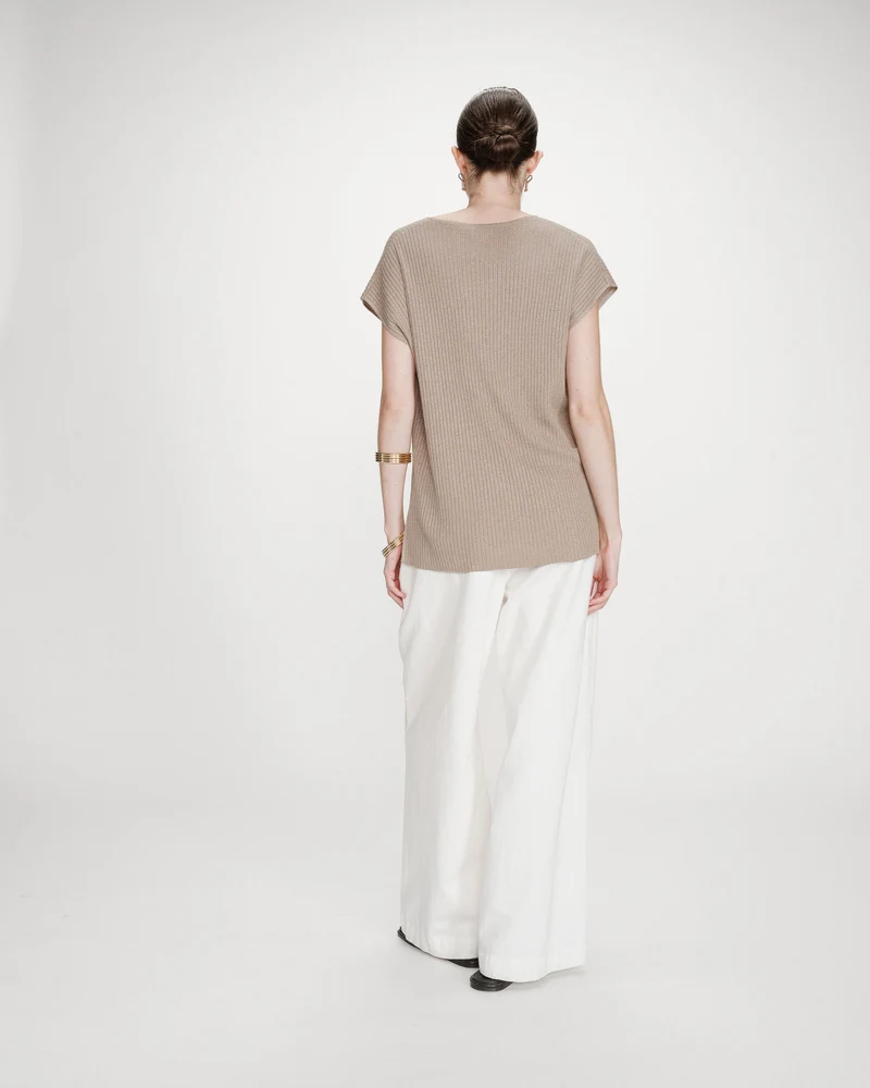 Top large en lurex col V or Vaporo