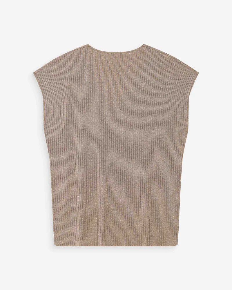 Top large en lurex col V or Vaporo