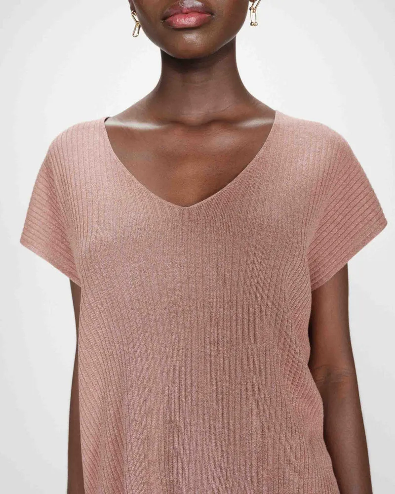 Top large en lurex col V terracotta Vaporo