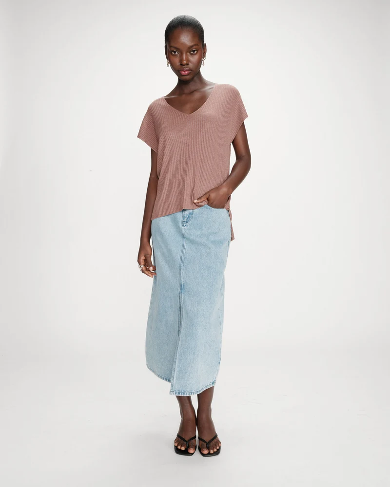 Top large en lurex col V terracotta Vaporo