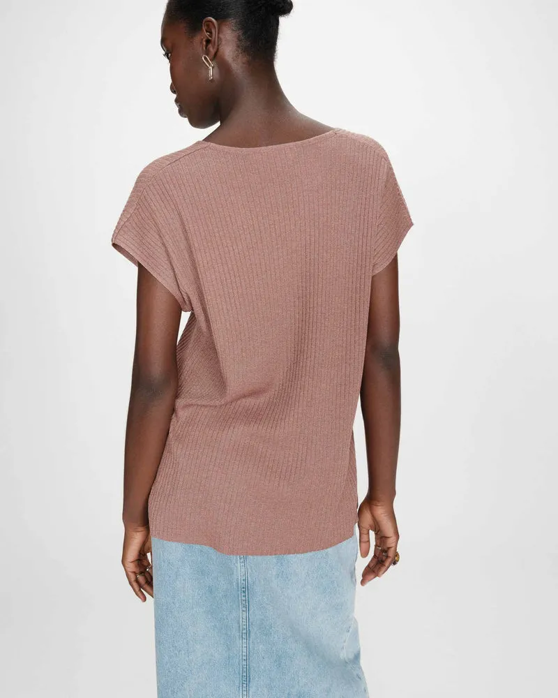 Top large en lurex col V terracotta Vaporo