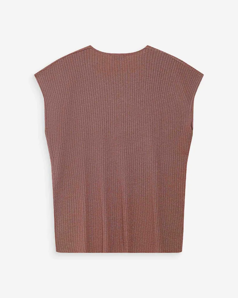 Top large en lurex col V terracotta Vaporo