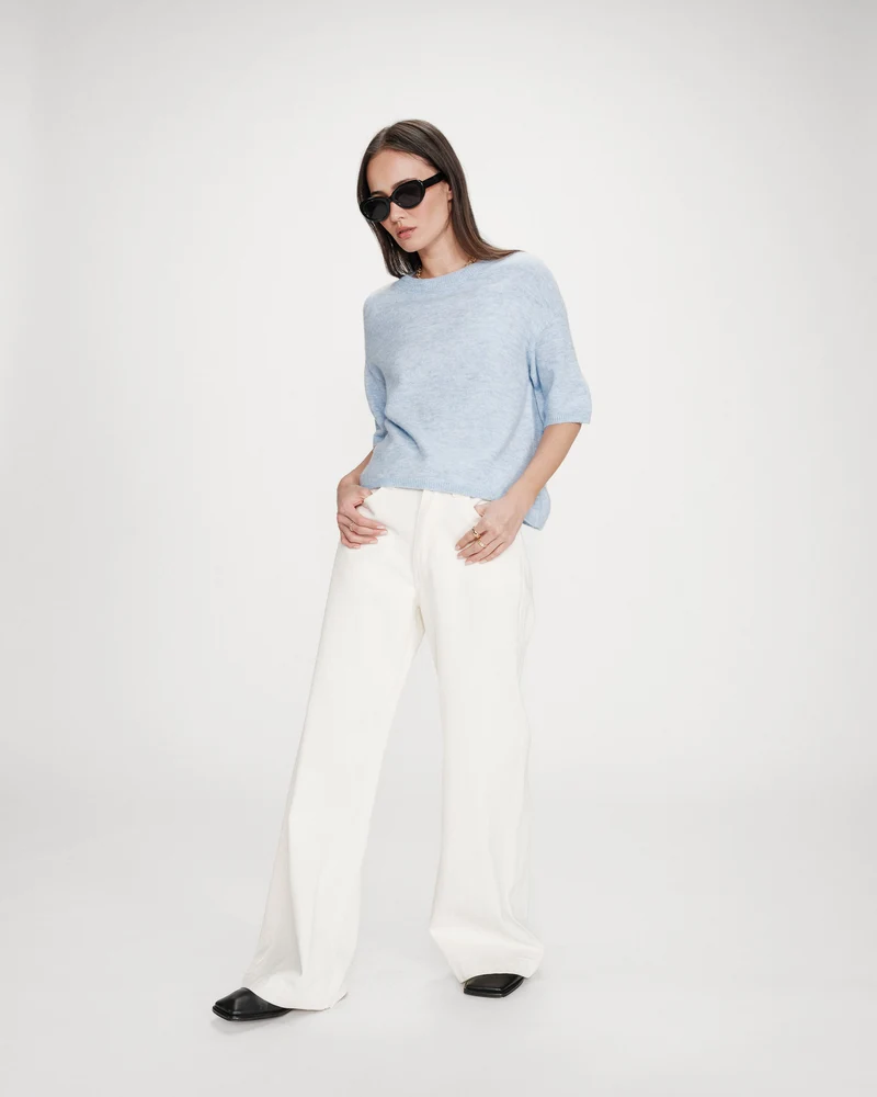 Pull oversize en laine col rond ciel Vamos