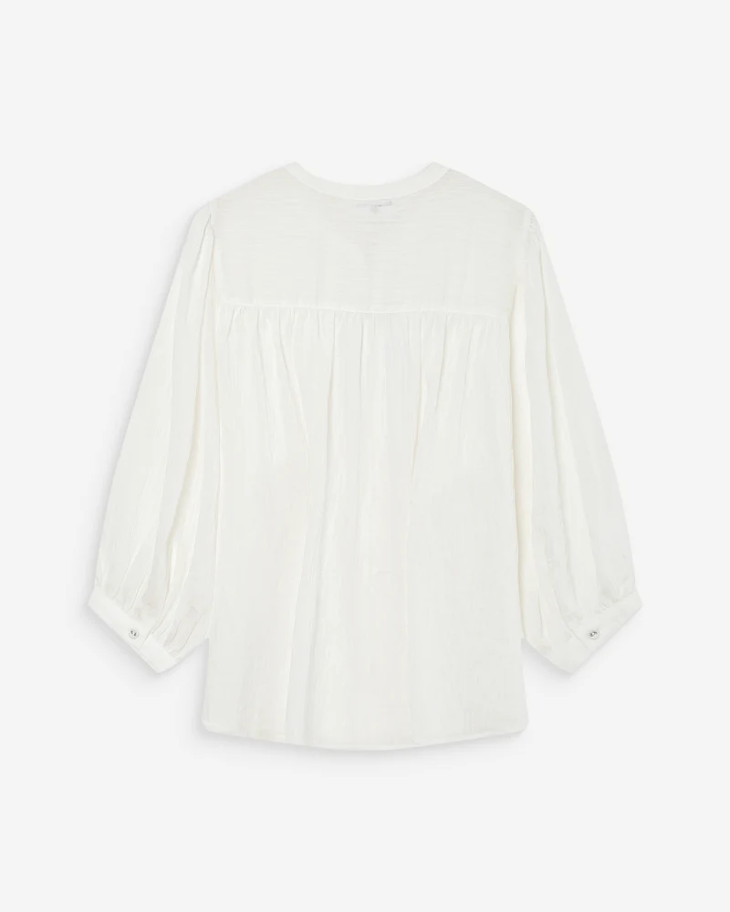 Blouse à manches ballons ample boutonnée ivoire Vanille