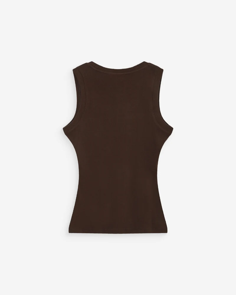 Débardeur ajusté brodé en jersey de coton chocolat Valou