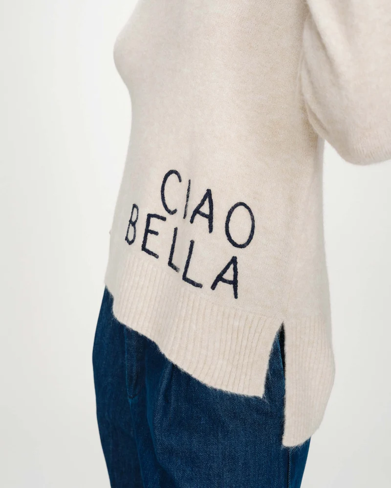 Pull oversize en maille à message brodé marine Viggo