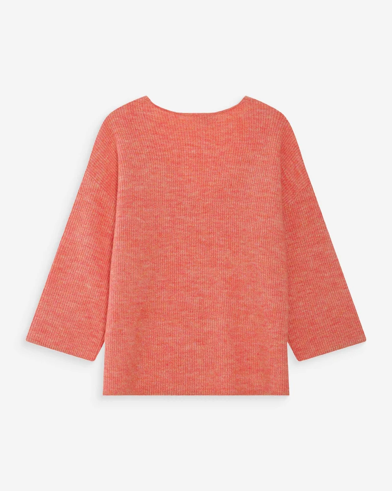 Pull oversize manches 3/4 col V corail Vicenzo