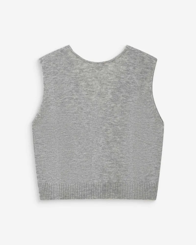 Cardigan sans manches boutonné col V gris Nars