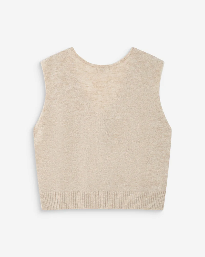 Cardigan sans manches boutonné col V sable Nars
