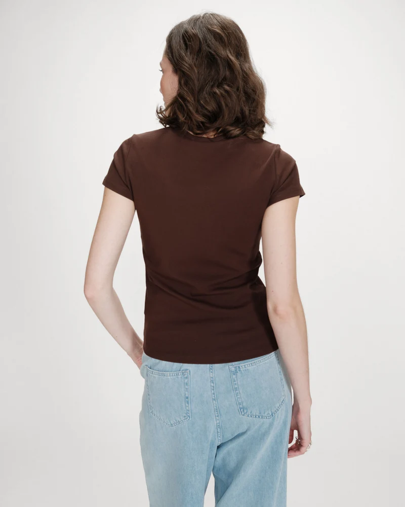 T-shirt ajusté en coton à imprimé velours chocolat Valerio