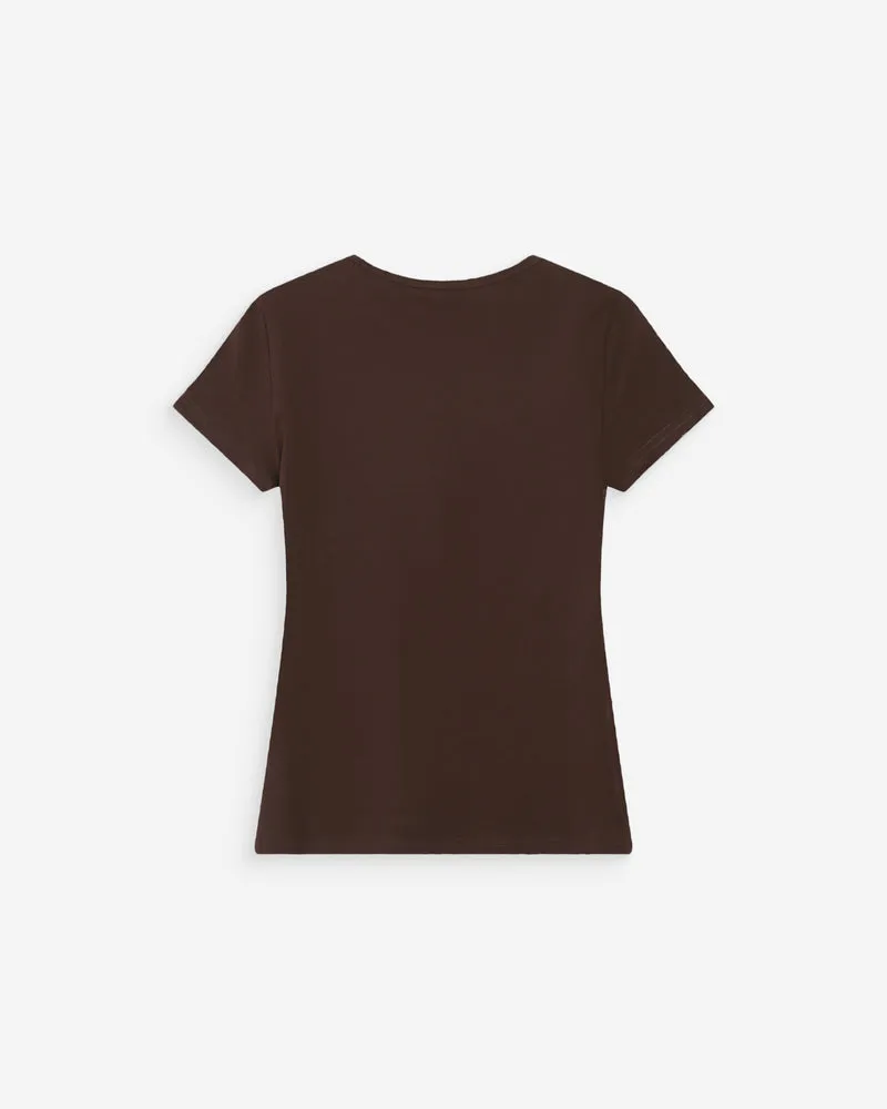 T-shirt ajusté en coton à imprimé velours chocolat Valerio