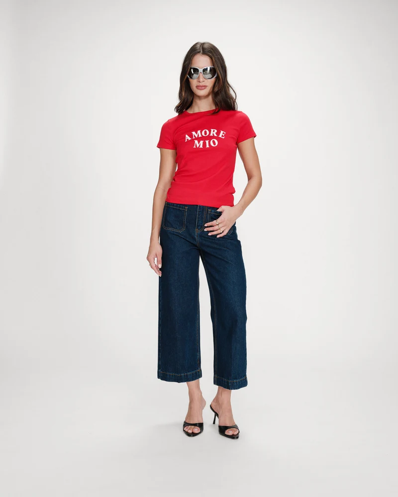 T-shirt ajusté en coton à imprimé velours rouge Valerio