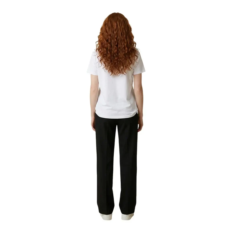 Liu Jo Femmes T-shirt court à manches courtes col rond en coton blanc WA6489