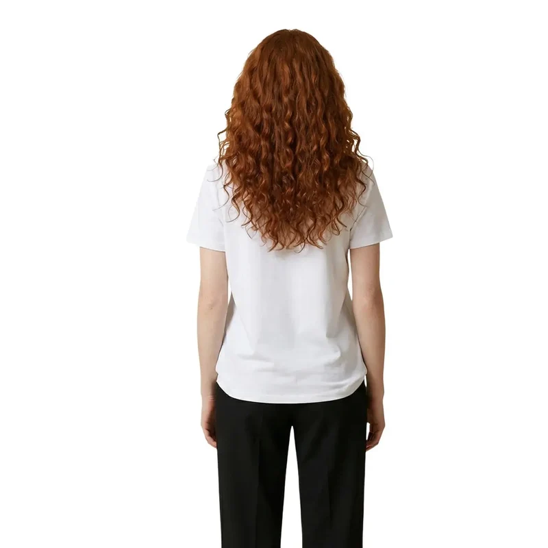 Liu Jo Femmes T-shirt court à manches courtes col rond en coton blanc WA6489