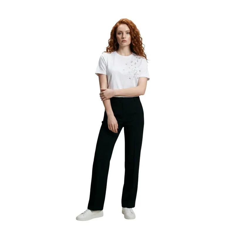 Haut pour femmes Liu Jo en coton, col rond, en t-shirt blanc, orné de strass