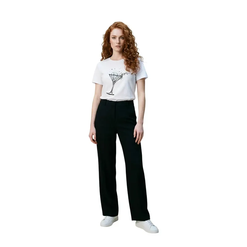 T-shirt court à manches courtes pour femmes Liu Jo en coton blanc, col rond