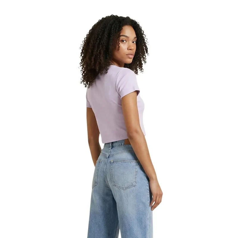 T-shirt à col rond en coton lilas pour femmes Calvin Klein Jeans