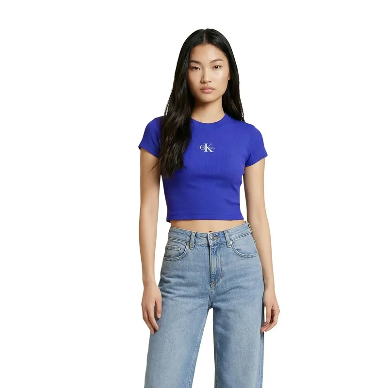 T-shirt à col rond en coton lilas pour femmes Calvin Klein Jeans