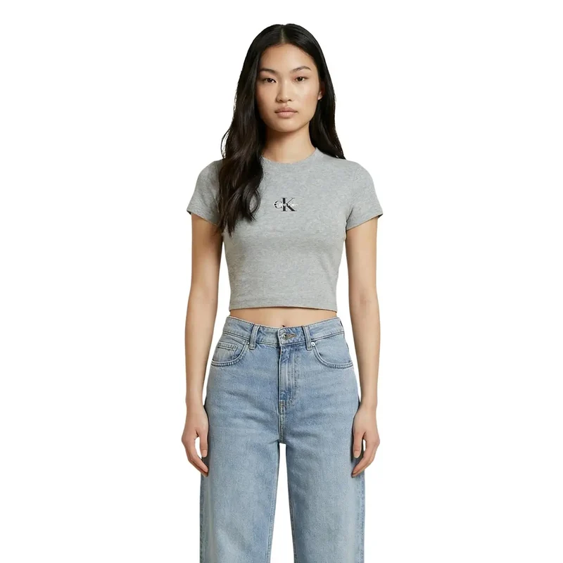 T-shirt à col rond en coton lilas pour femmes Calvin Klein Jeans