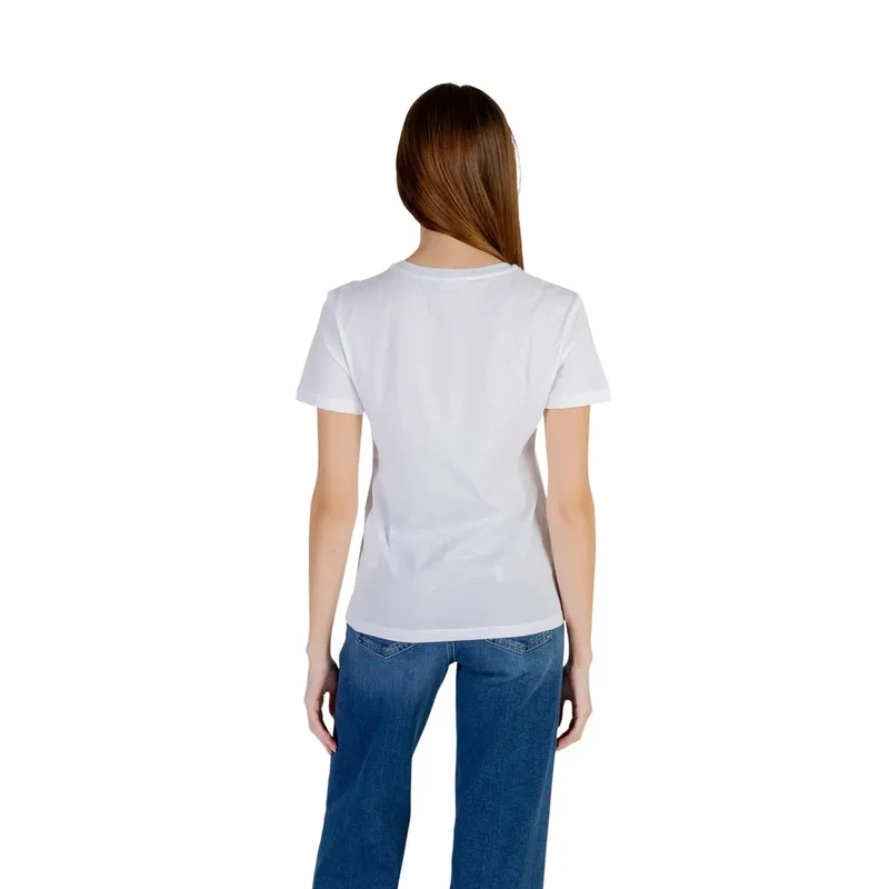 T-shirt court femme à col rond en coton blanc Liu Jo, 100 % coton