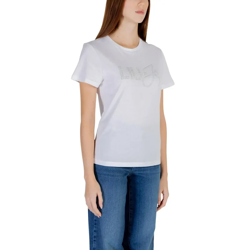 T-shirt court femme à col rond en coton blanc Liu Jo, 100 % coton