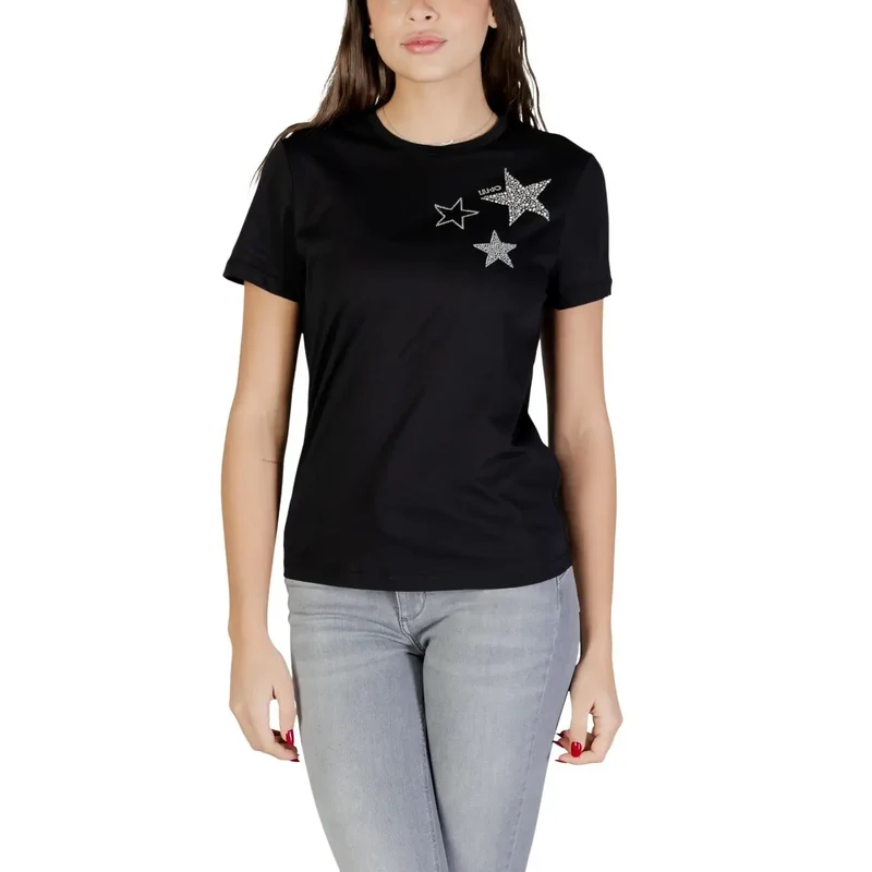 T-shirt court femme à col rond en coton blanc Liu Jo, 100 % coton