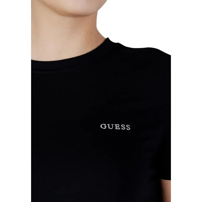 Guess Active femmes actives en coton noir à encolure ronde t-shirt court
