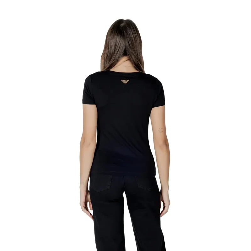 T-shirt court à col rond en coton modal pour femme EA7, noir