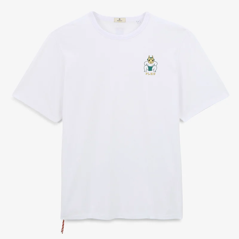 T-shirt col rond en jersey de coton imprimé sumo sur la poitrine