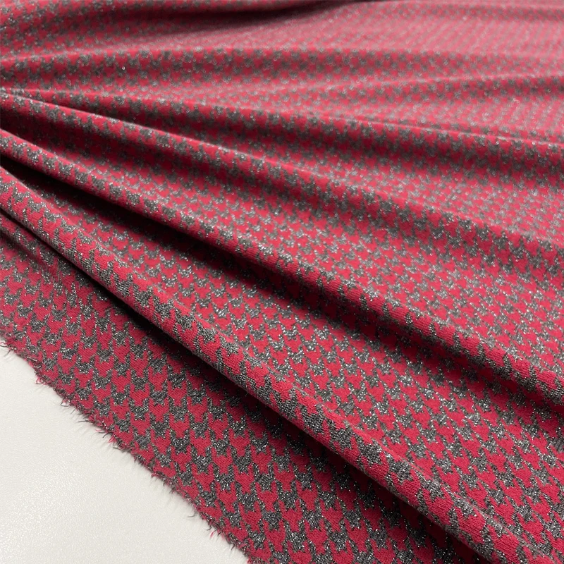 Tissu Maille, Coton Viscose - Métallisé, rosso