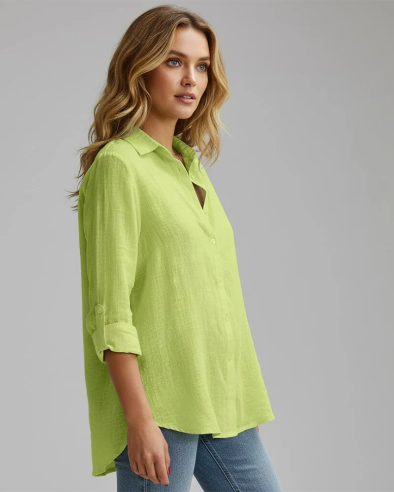 Jecca Blouse Femme Boutonnée – Chemisier Élégant Manches Longues, Coupe Ajustée & Chic