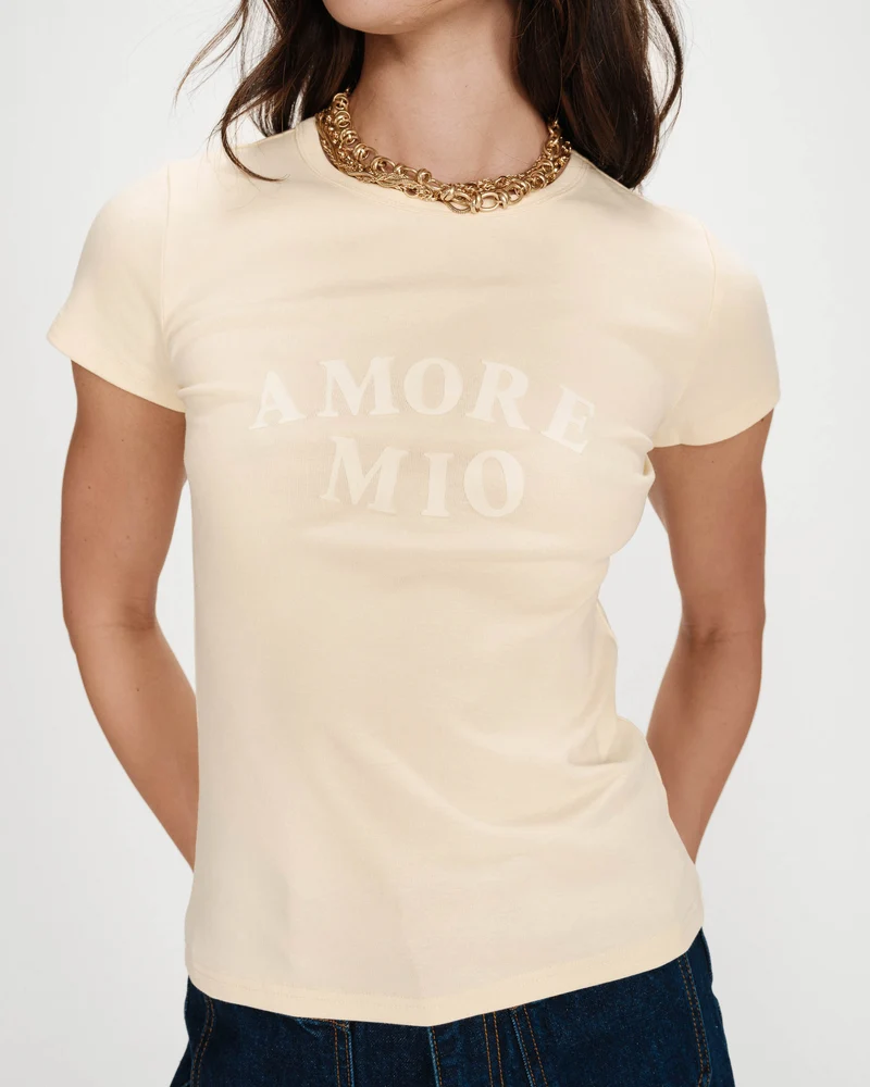 T-shirt ajusté en coton à imprimé velours vanille Valerio