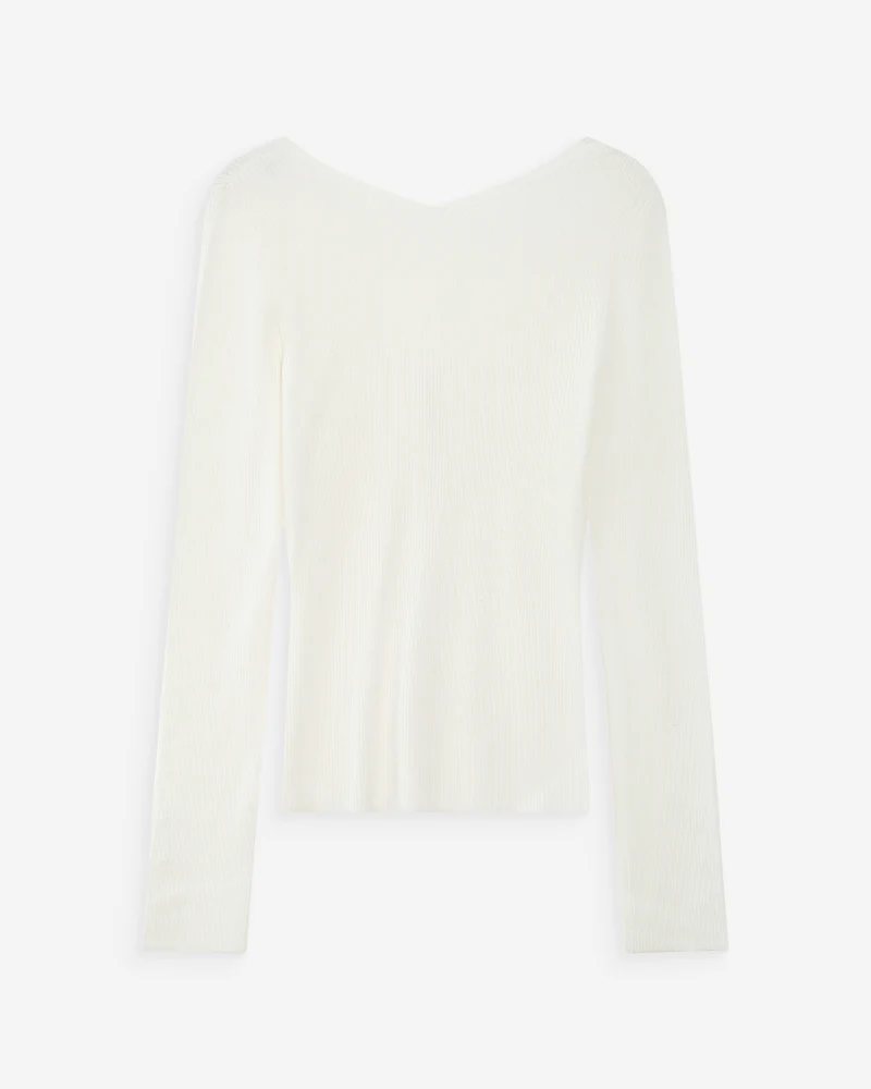 Cardigan ajusté col V manches longues ivoire Volage