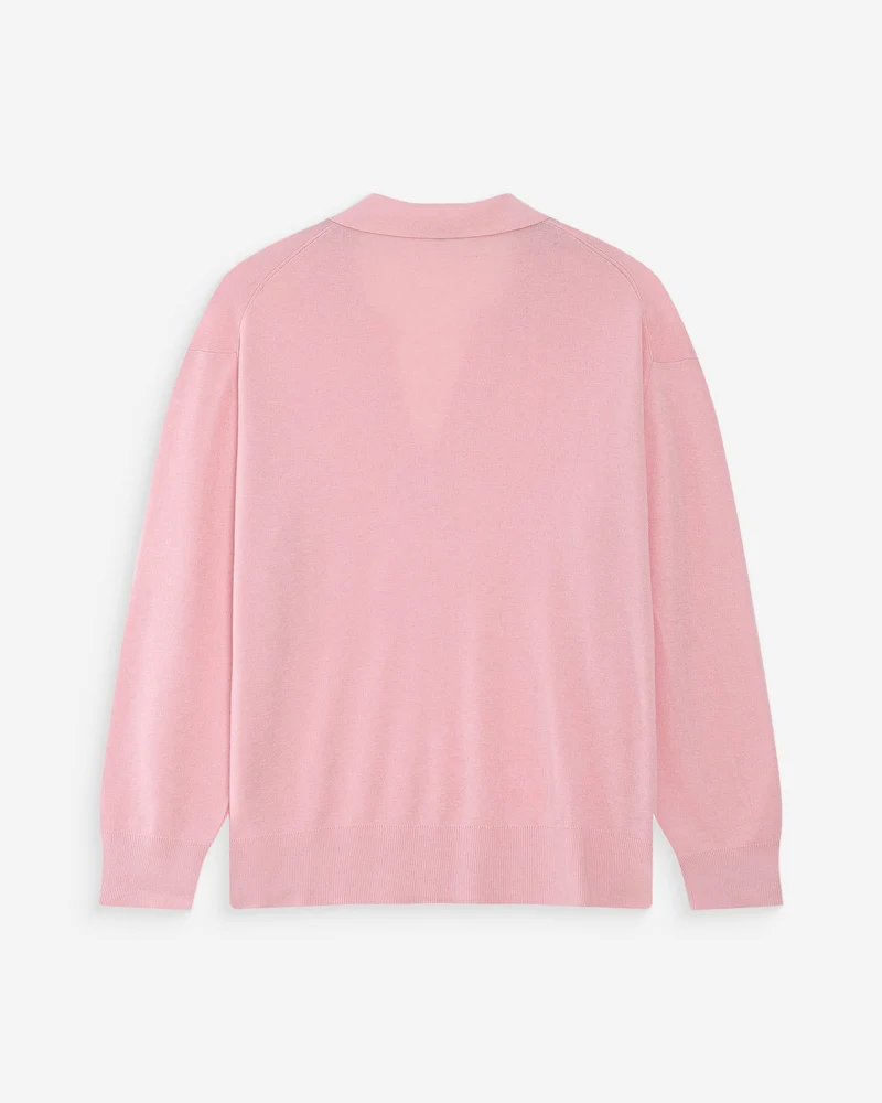 Pull oversize à col polo rose Vaporetto