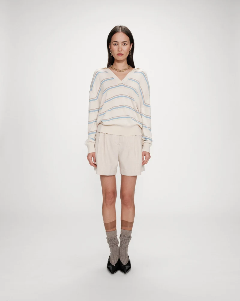 Pull oversize à col polo vanille Vaporetto