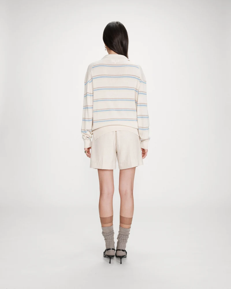 Pull oversize à col polo vanille Vaporetto