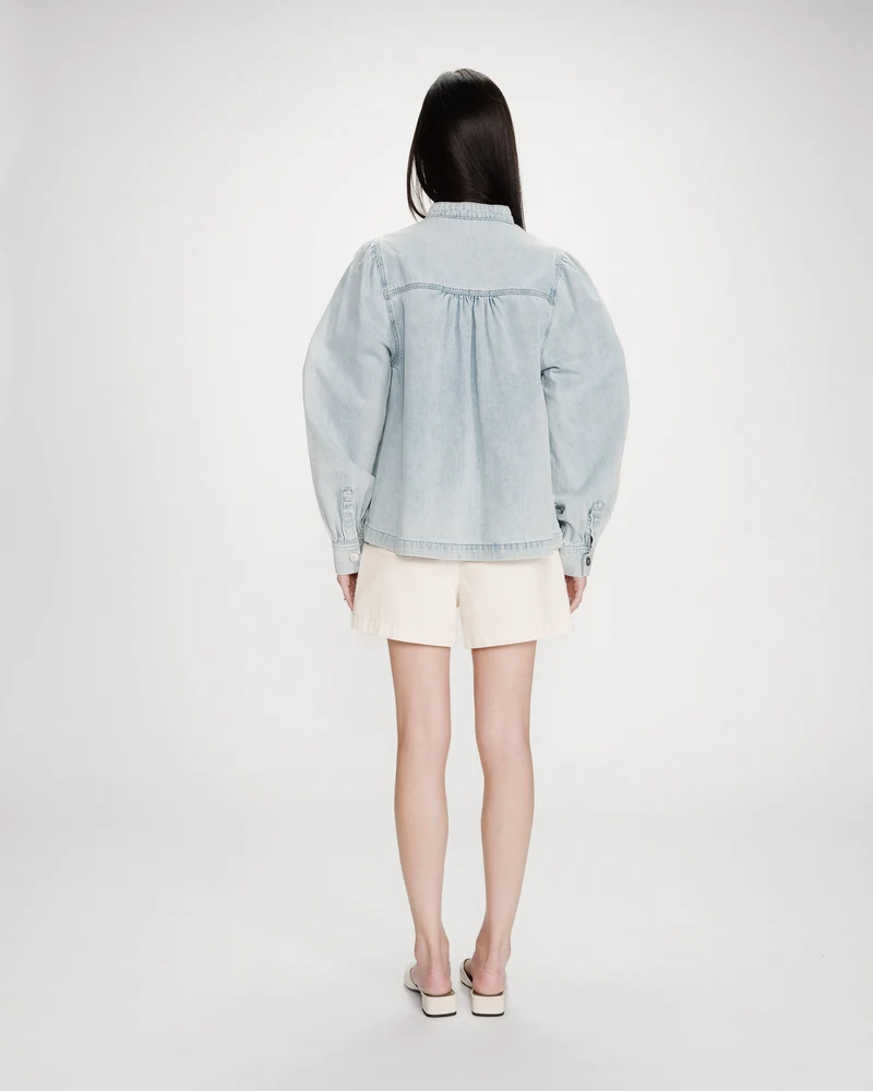 Blouse droite en denim manches longues skyblue Valory