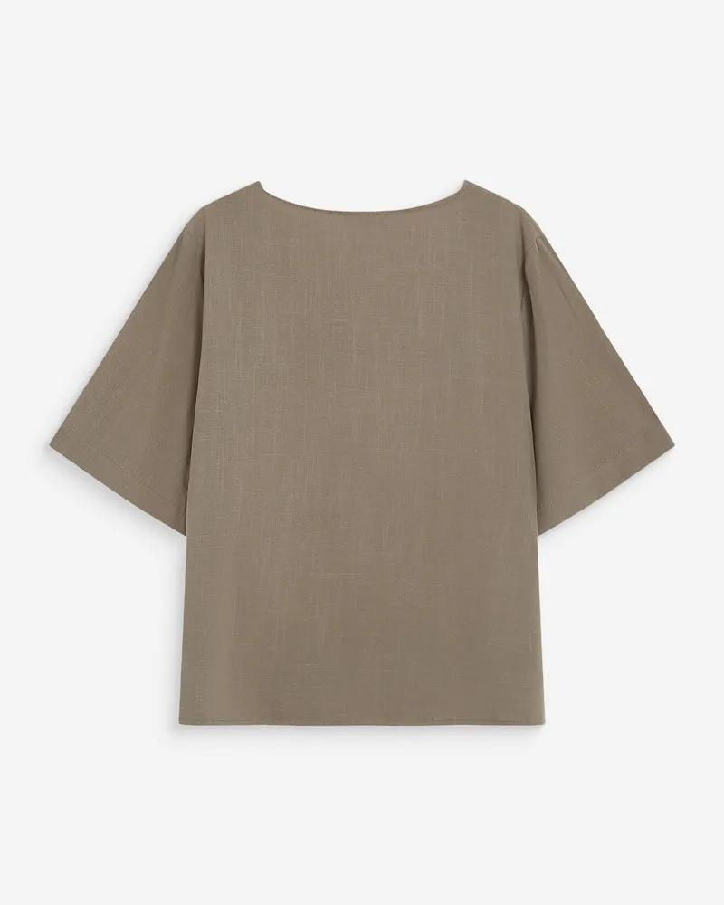 Top manches courtes fluide col V kaki Violon