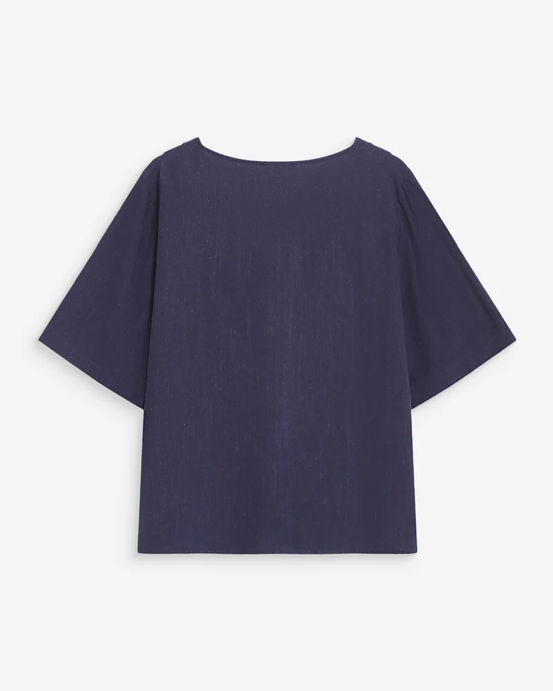 Top manches courtes fluide col V marine Violon