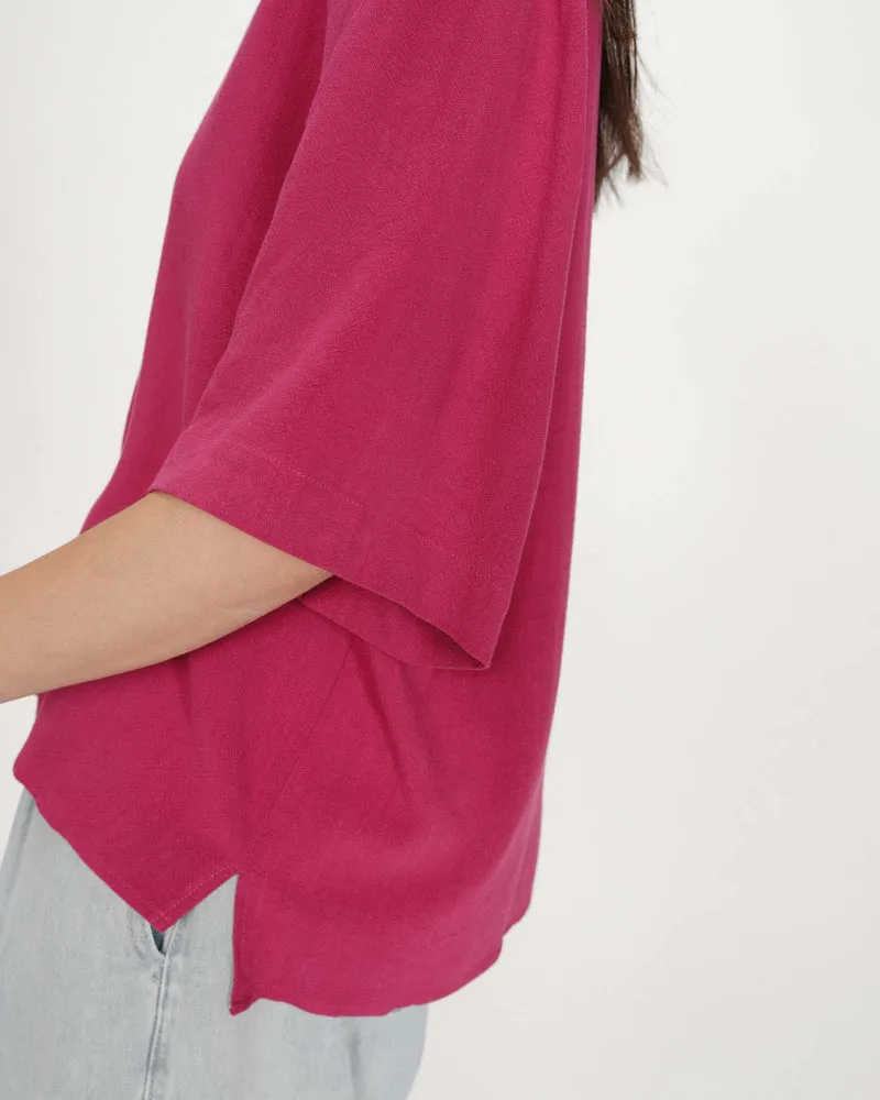 Top manches courtes fluide col V pivoine Violon