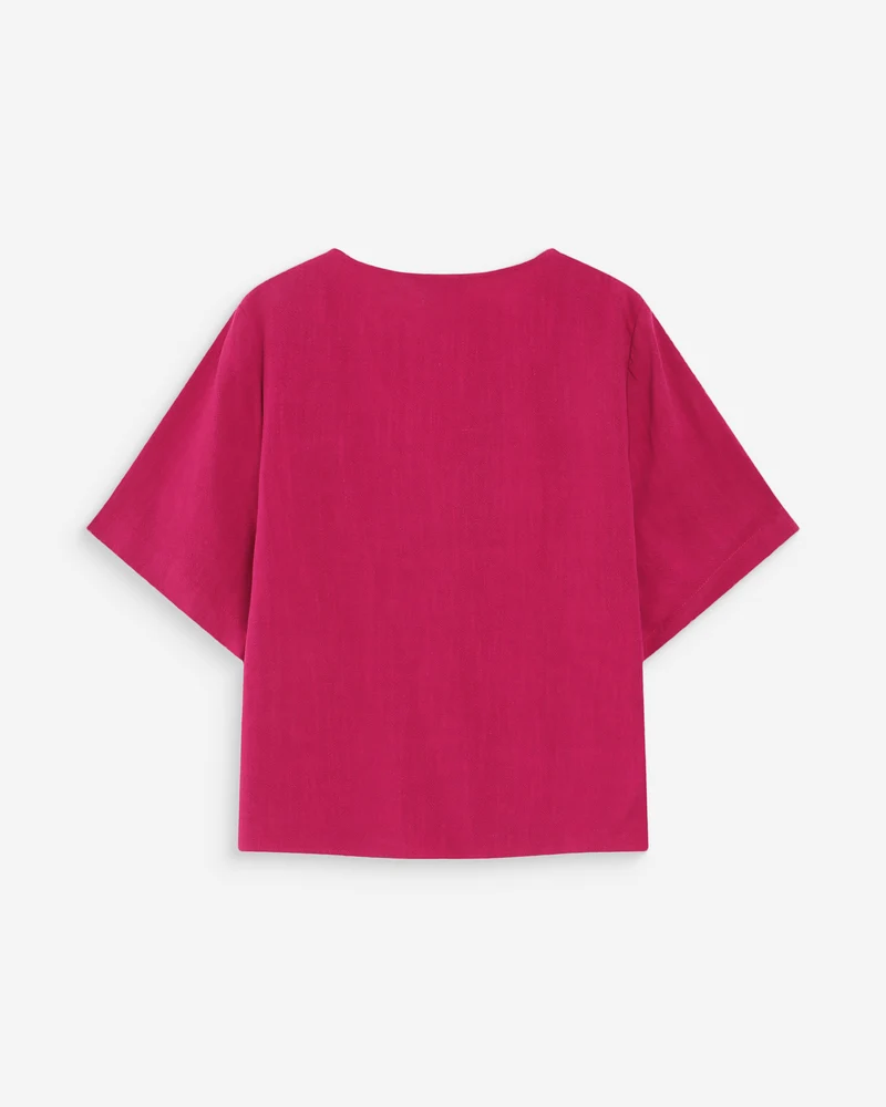 Top manches courtes fluide col V pivoine Violon