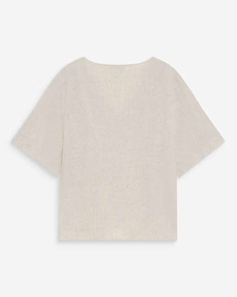 Top manches courtes fluide col V sable Violon