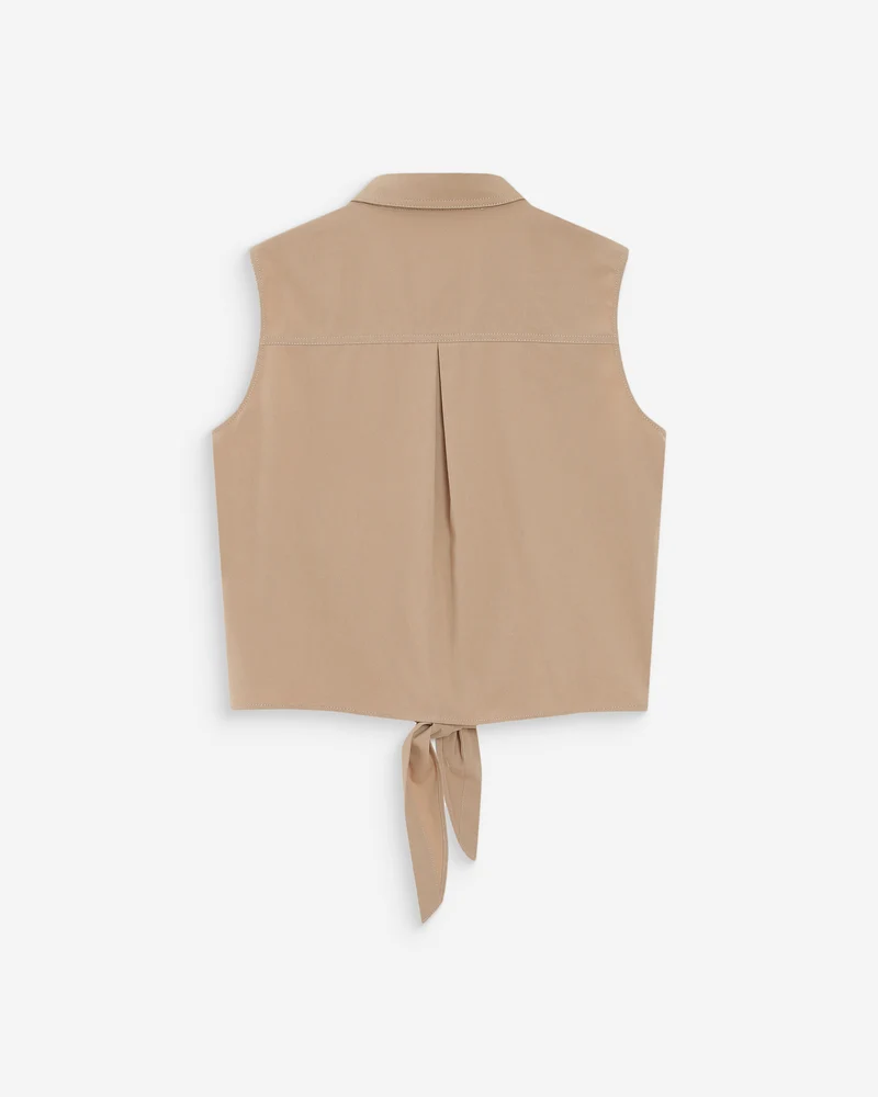 Chemise cintrée en coton à nouer devant sable Vero